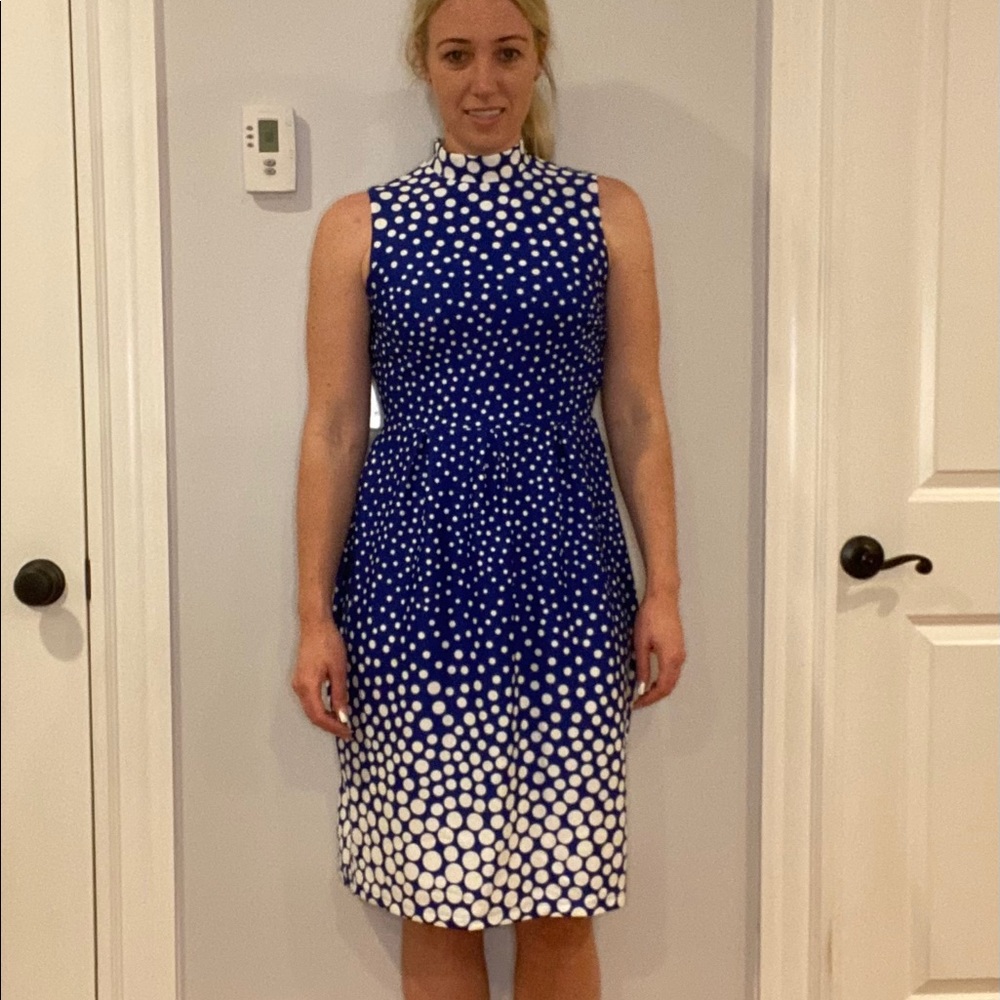 Long A-Line Polkadot Blue Dress